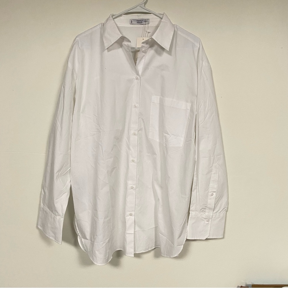 Mango White Button-Down Shirt for Women